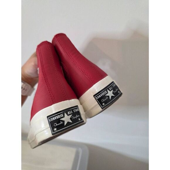 CONVERSE CHUCK TAYLOR ALL STAR "BIG C LOGO" HIGH TOP RED LEATHER SHOES SIZE W7/M - Picture 7 of 11